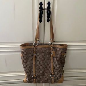 Vintage Coach Purse, 11” drop handles-tan